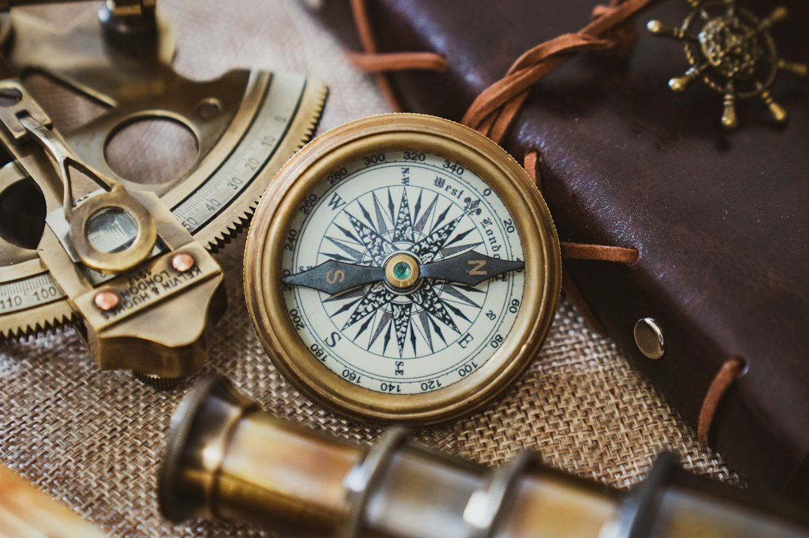 Ein Kompass, ein Sextant, ein Fernrohr