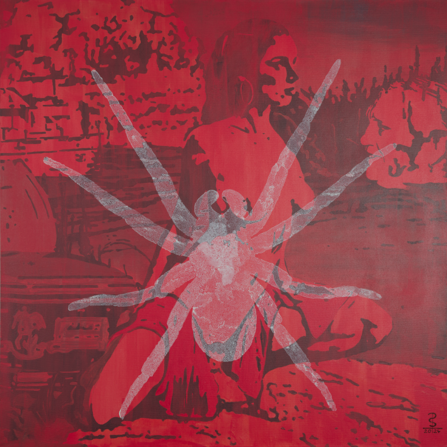 gemaltes Bild: Frau am Ufer einen Flusses